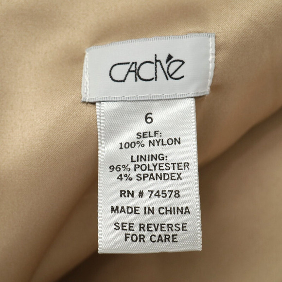 Cache Skirt Womens 6 Black Lace Beige Lining Pencil Short Back Zip Party Formal - Picture 3 of 10